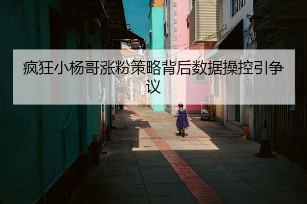 疯狂小杨哥涨粉策略背后数据操控引争议